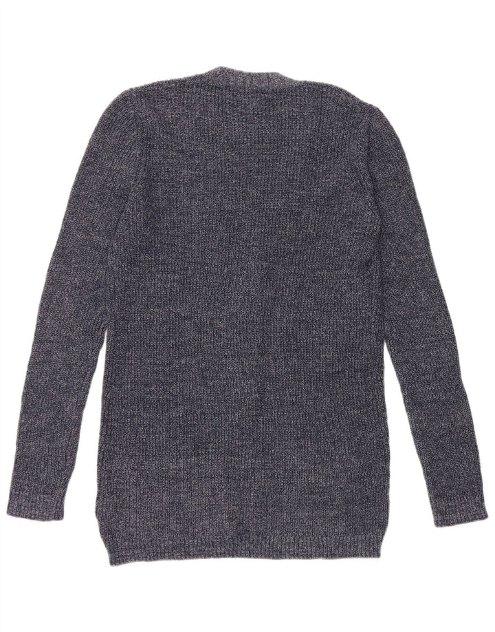 Fat Face Dame Cardigan Sweater UK 12 Medium Navy Blue Bomuld