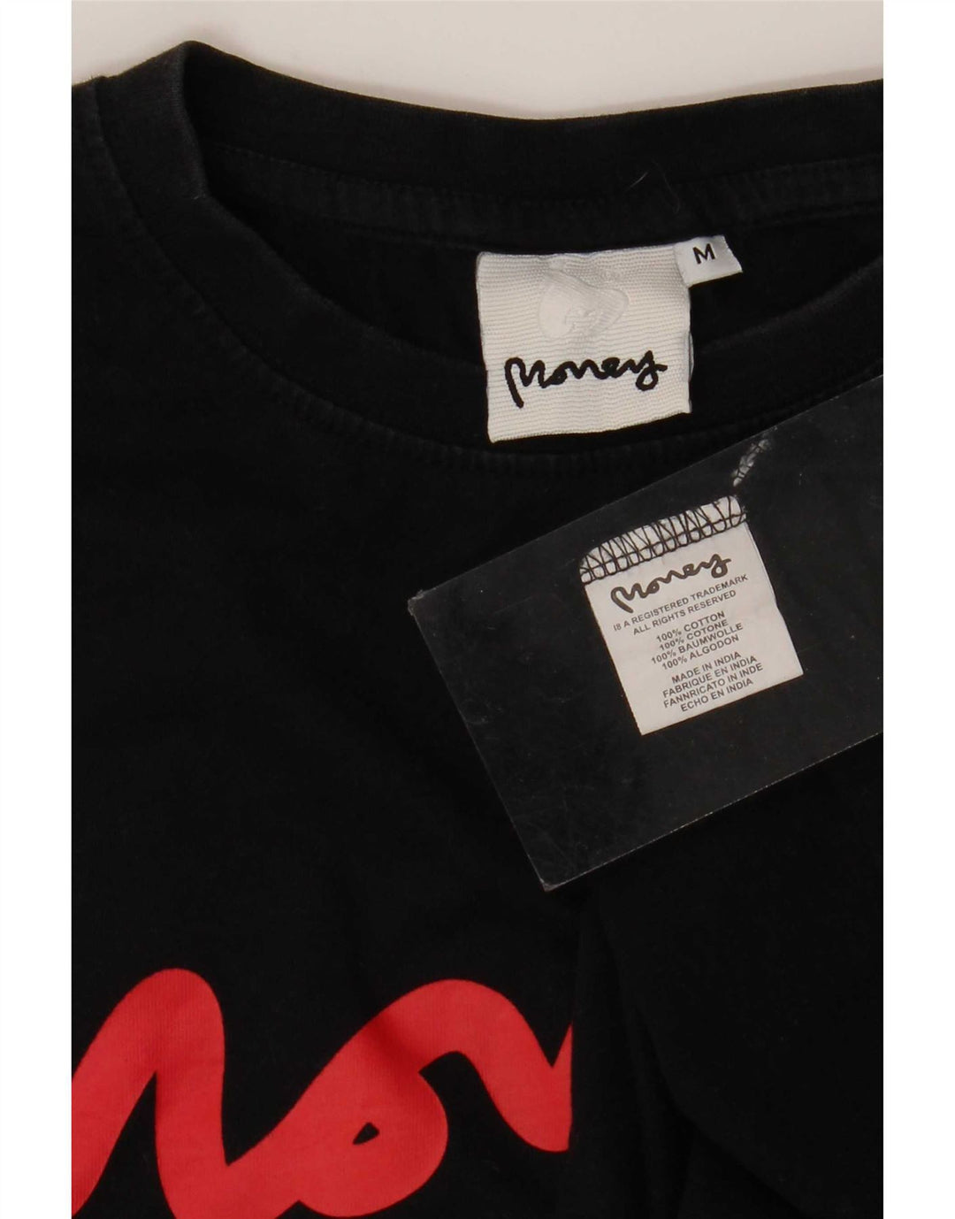 Money Herre Grafisk T-Shirt Top Medium Sort Bomuld