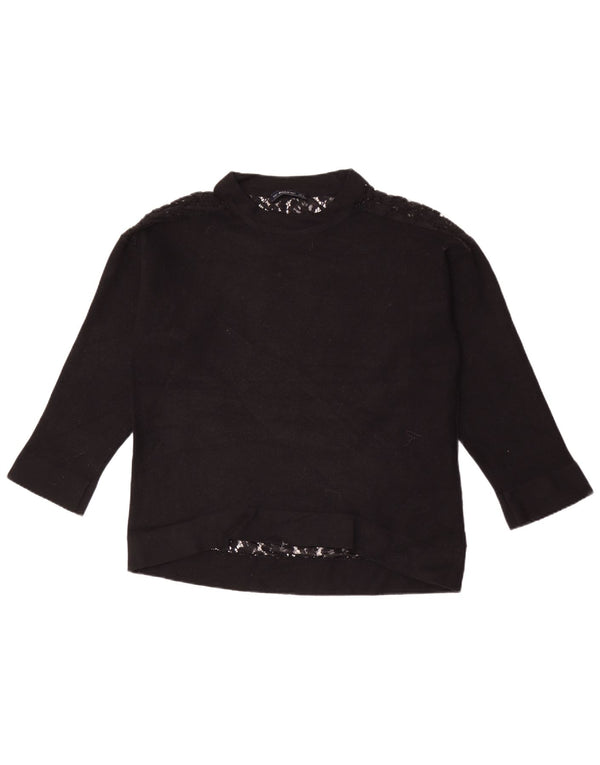 Zara Dame Top Langærmet UK 14 Medium Black Floral
