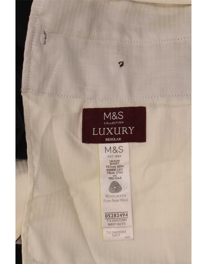 Marks & Spencer Herre Regular Fit Suit Bukser W42 L31 Marineblå Uld