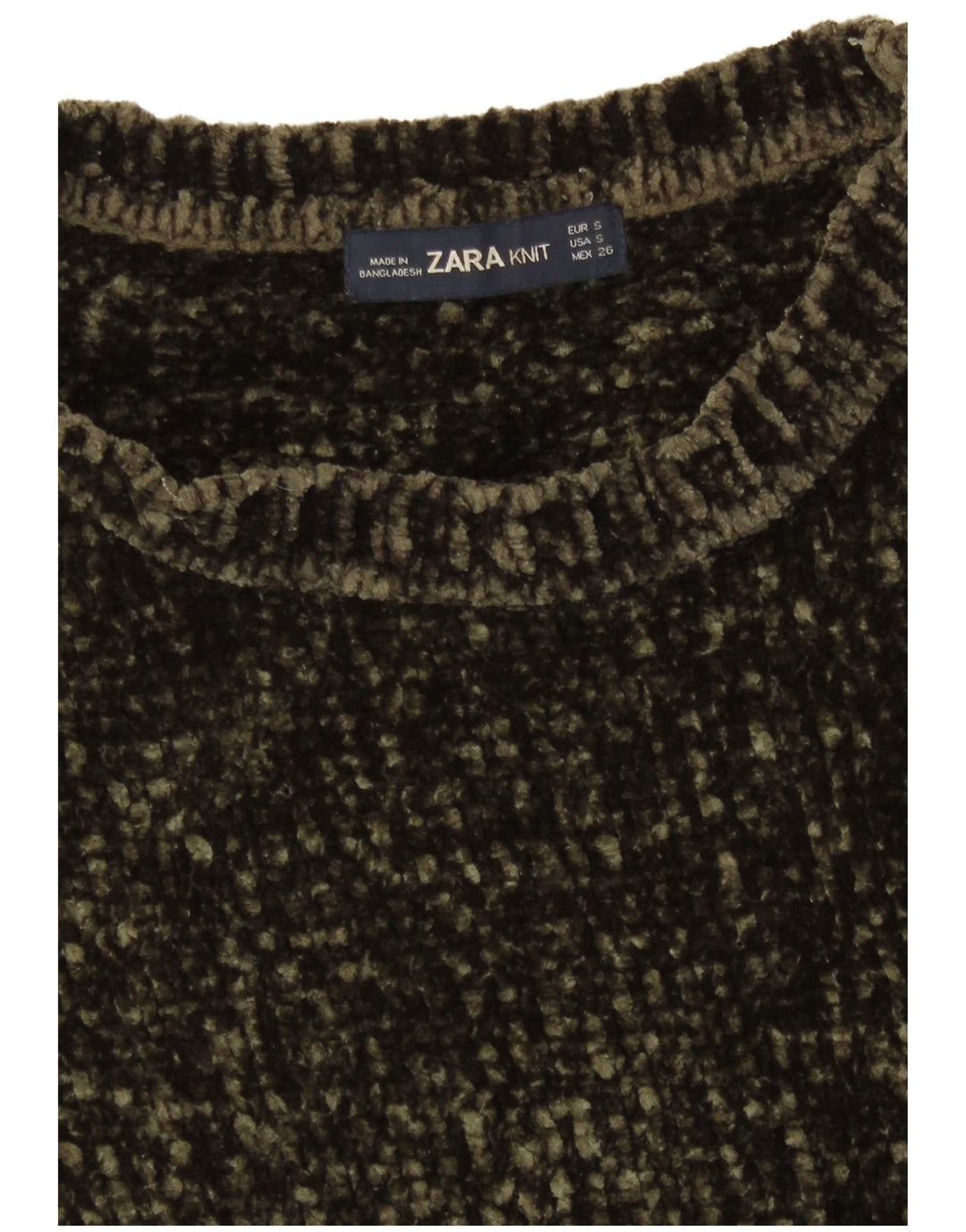 Zara Dame Oversized Boat Neck Jumper Sweater UK 10 Small Khaki Polyester