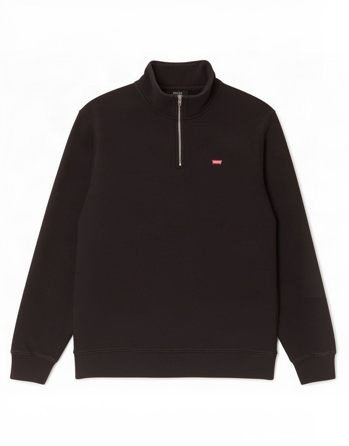 Levi's Herre Standard Zip Neck Sweatshirt Jumper Stor Sort Bomuld