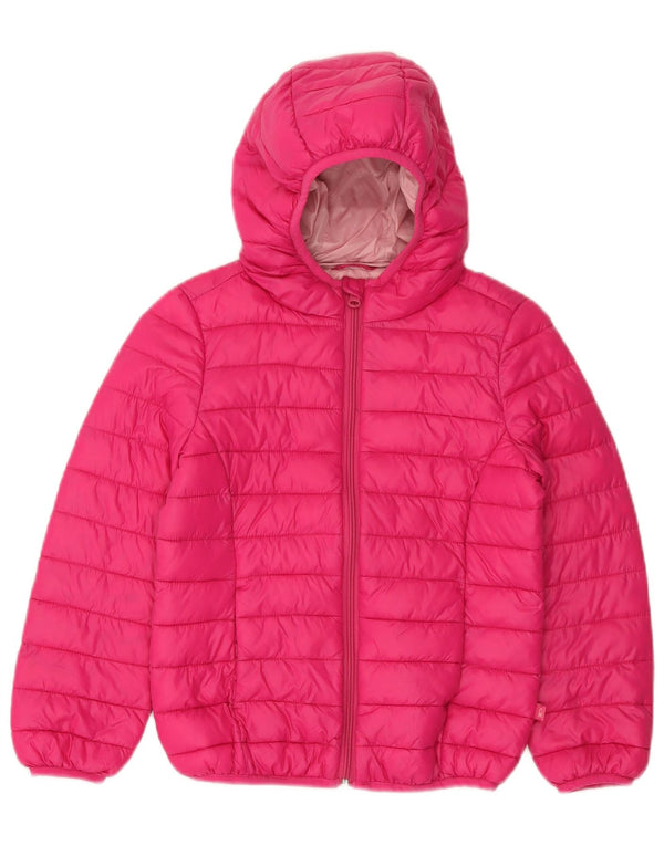 Benetton Girls Hooded Padded Jacket 7-8 Years Medium Pink Polyamide