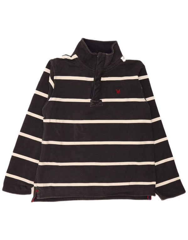 Besætningstøj Herre Zip Neck Sweatshirt Jumper Stor sort stribet bomuld
