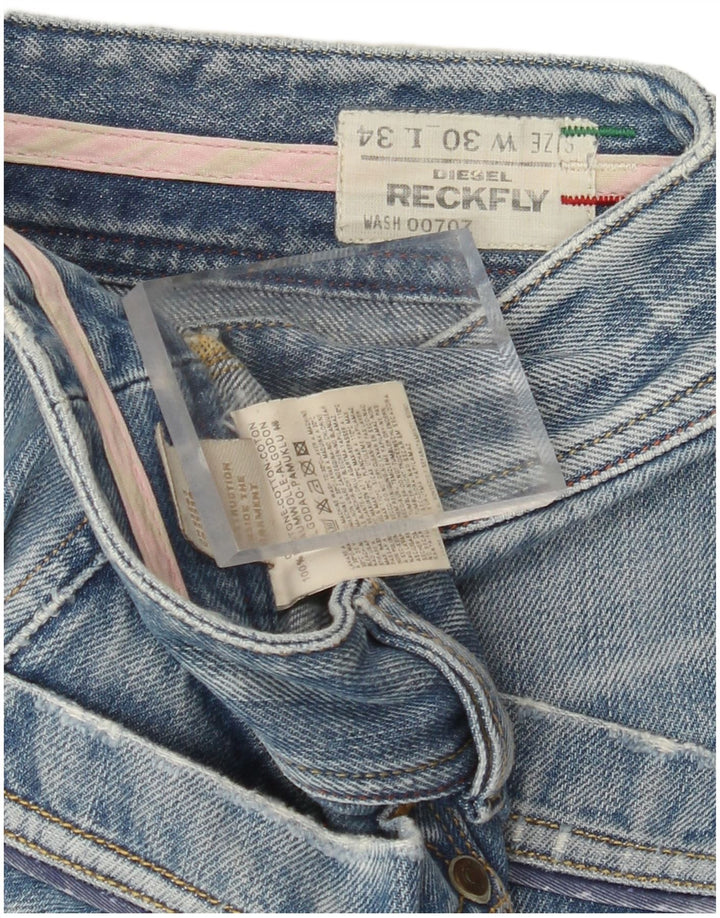 DIESEL Dame Reckfly Straight Jeans W30 L31 Blå Bomuld