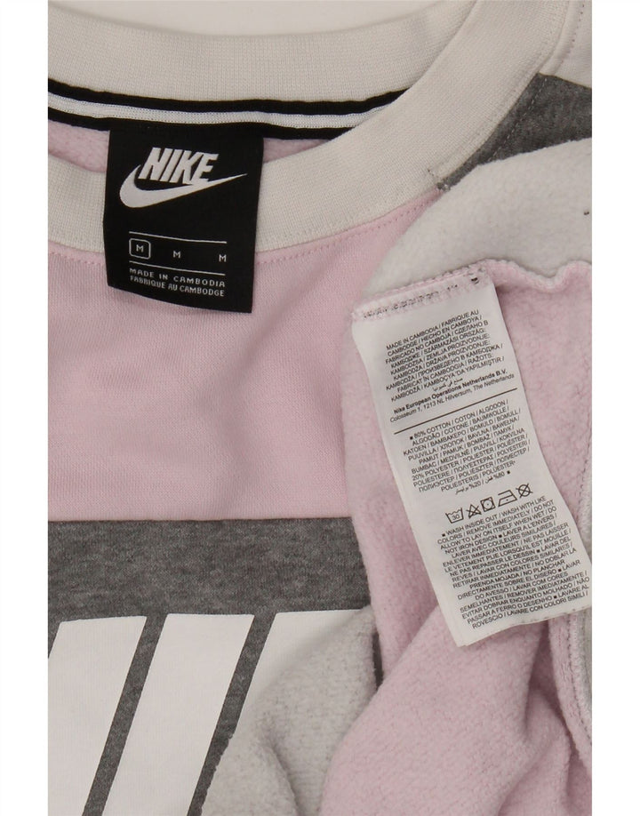 Nike Grafisk Sweatshirt Jumper UK 14 Medium Pink Colourblock