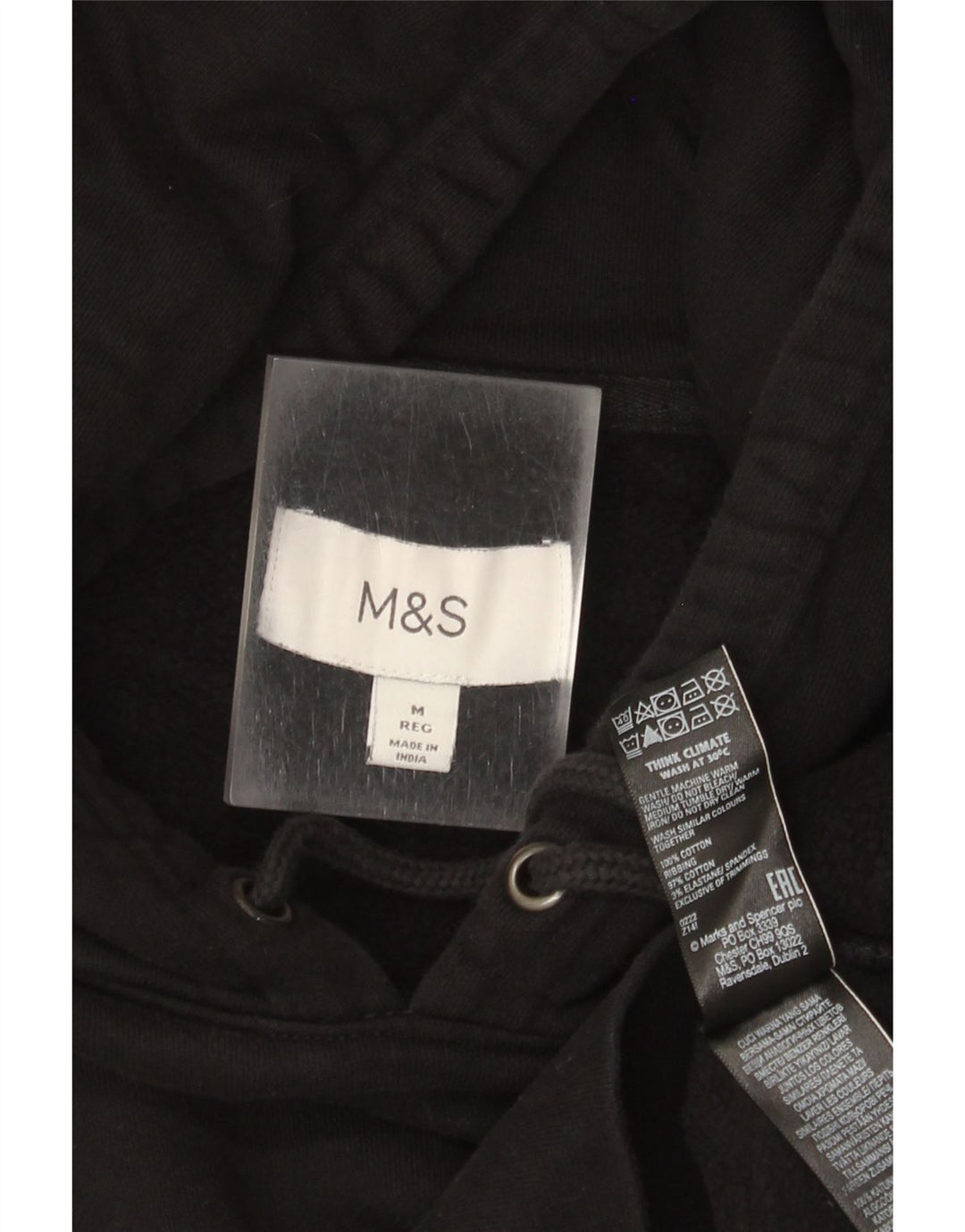 Marks & Spencer Herre hættetrøje Jumper Medium Sort Bomuld