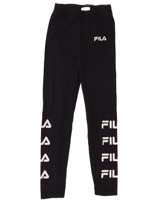 FILA Grafiske Leggings til kvinder UK 10 Lille sort bomuld