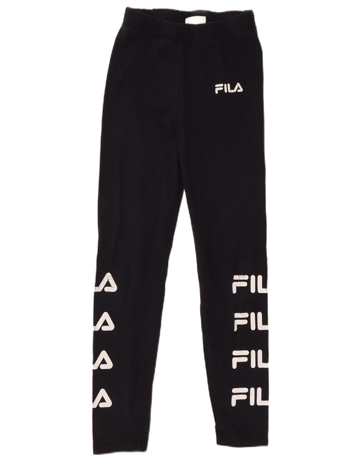 FILA Grafiske Leggings til kvinder UK 10 Lille sort bomuld