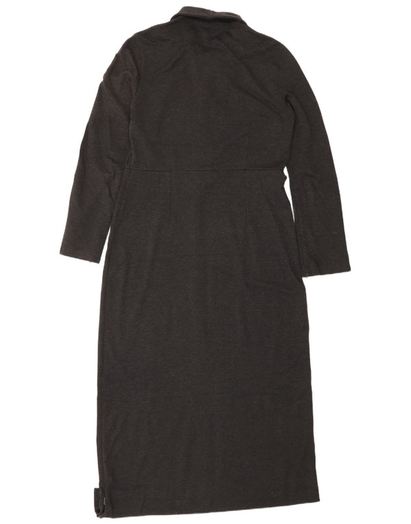 EDDIE BAUER Dame Oversized Langærmet Maxikjole UK 10 Lille Grå