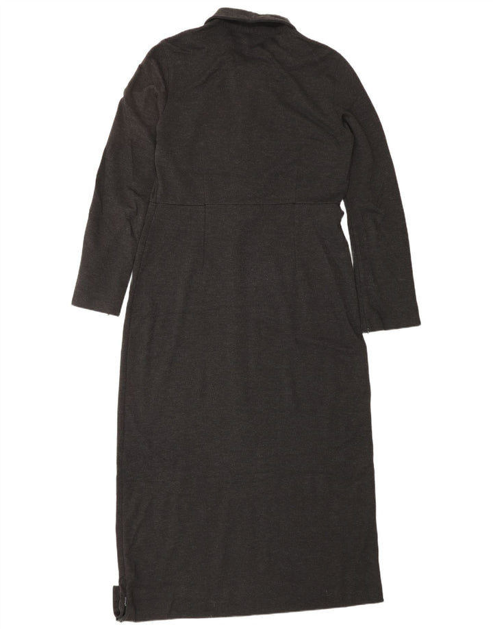 EDDIE BAUER Dame Oversized Langærmet Maxikjole UK 10 Lille Grå