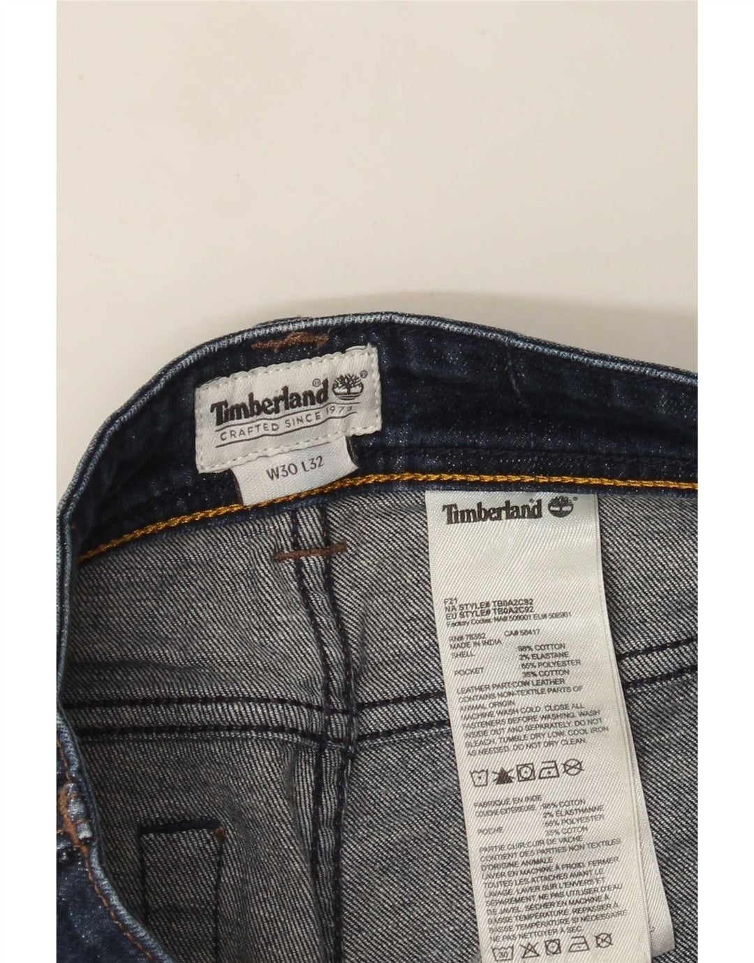 Timberland Dame Slim Jeans W30 L32 Marineblå Bomuld