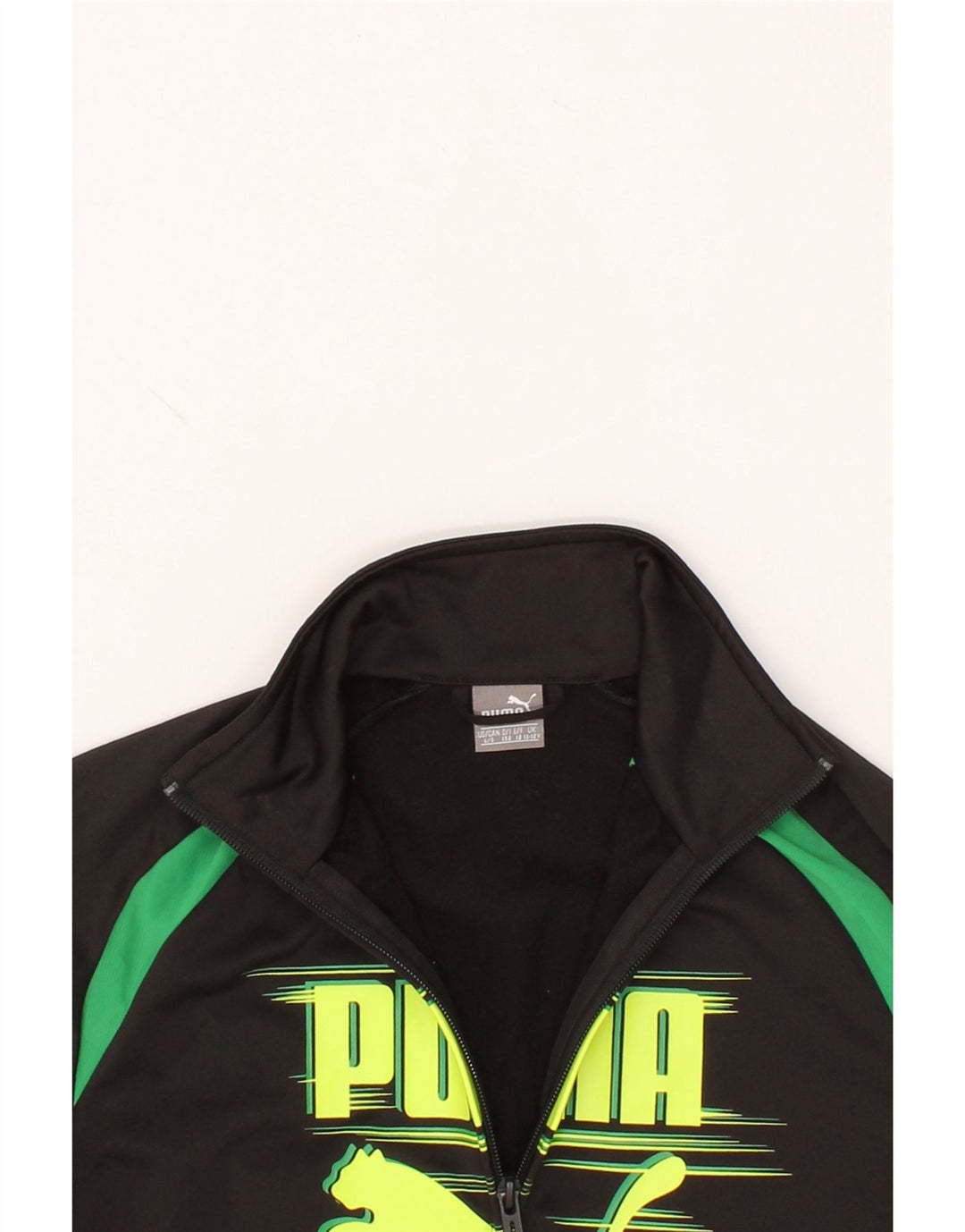 PUMA Boys Graphic Tracksuit Top Jacket 11-12 Years Large Black Polyester Vintage Puma and Second-Hand Puma from Messina Hembry 
