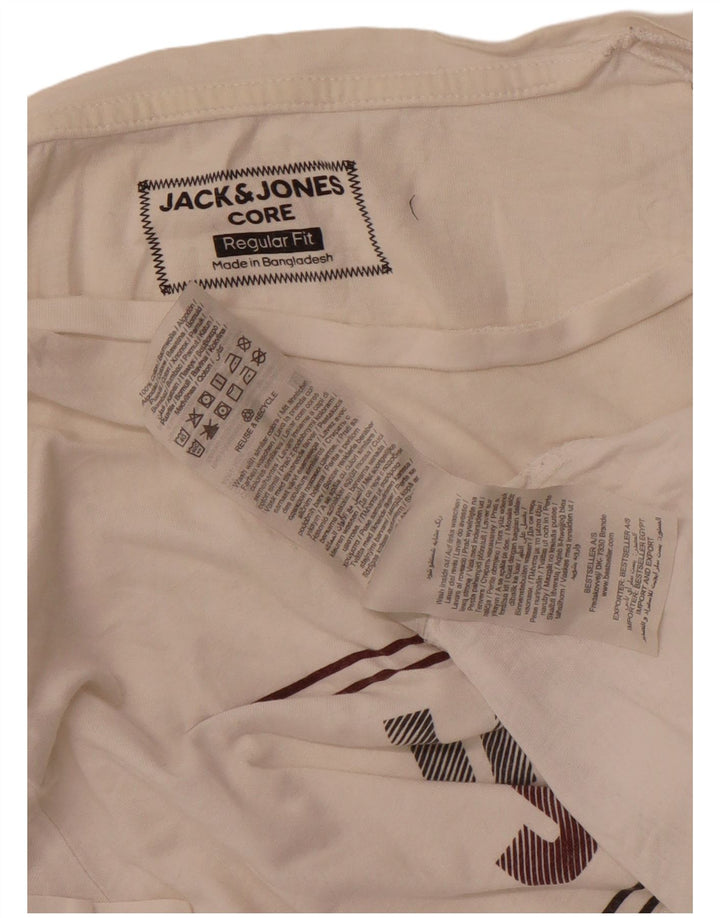 Jack & Jones Herre Regular Fit grafisk T-shirt Top Medium Off White Bomuld
