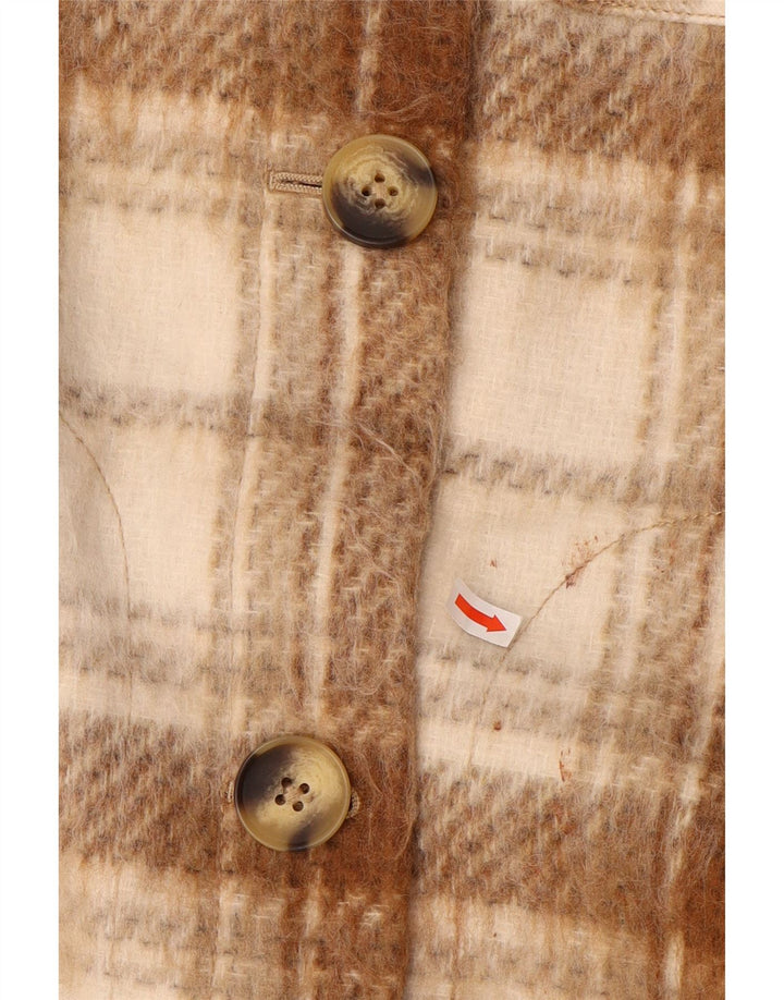 Marks & Spencer Womens Utility Jacket UK 8 Small Brown Plaid Polyester