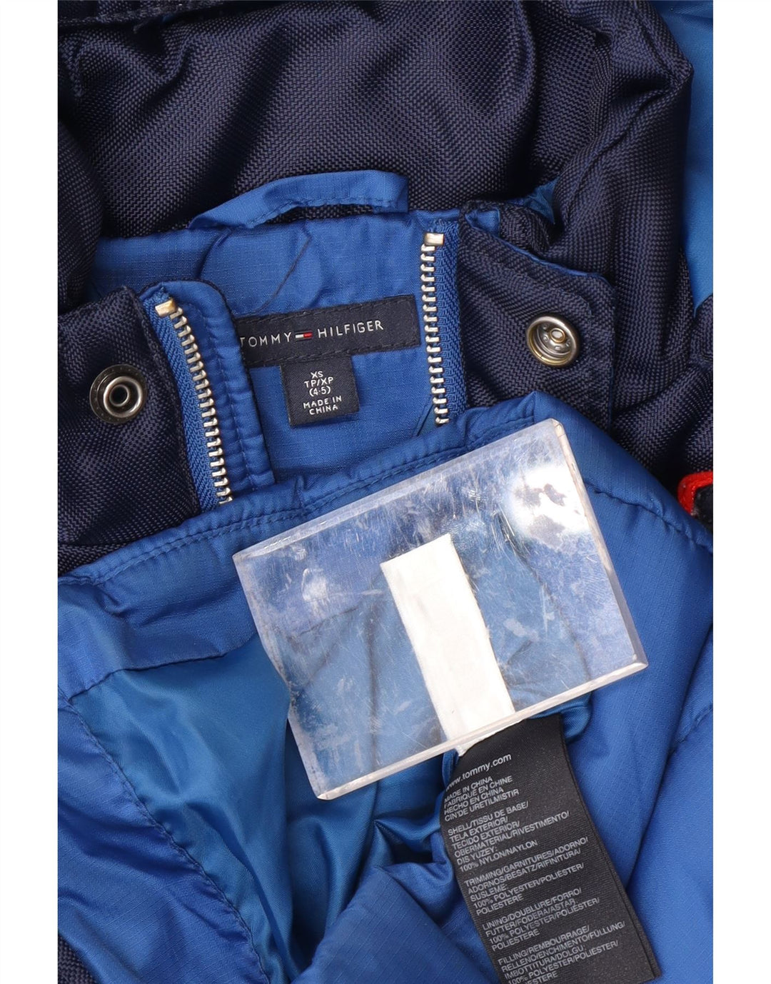 TOMMY HILFIGER Grafisk polstret drengejakke 4-5 år XS blå farveblok