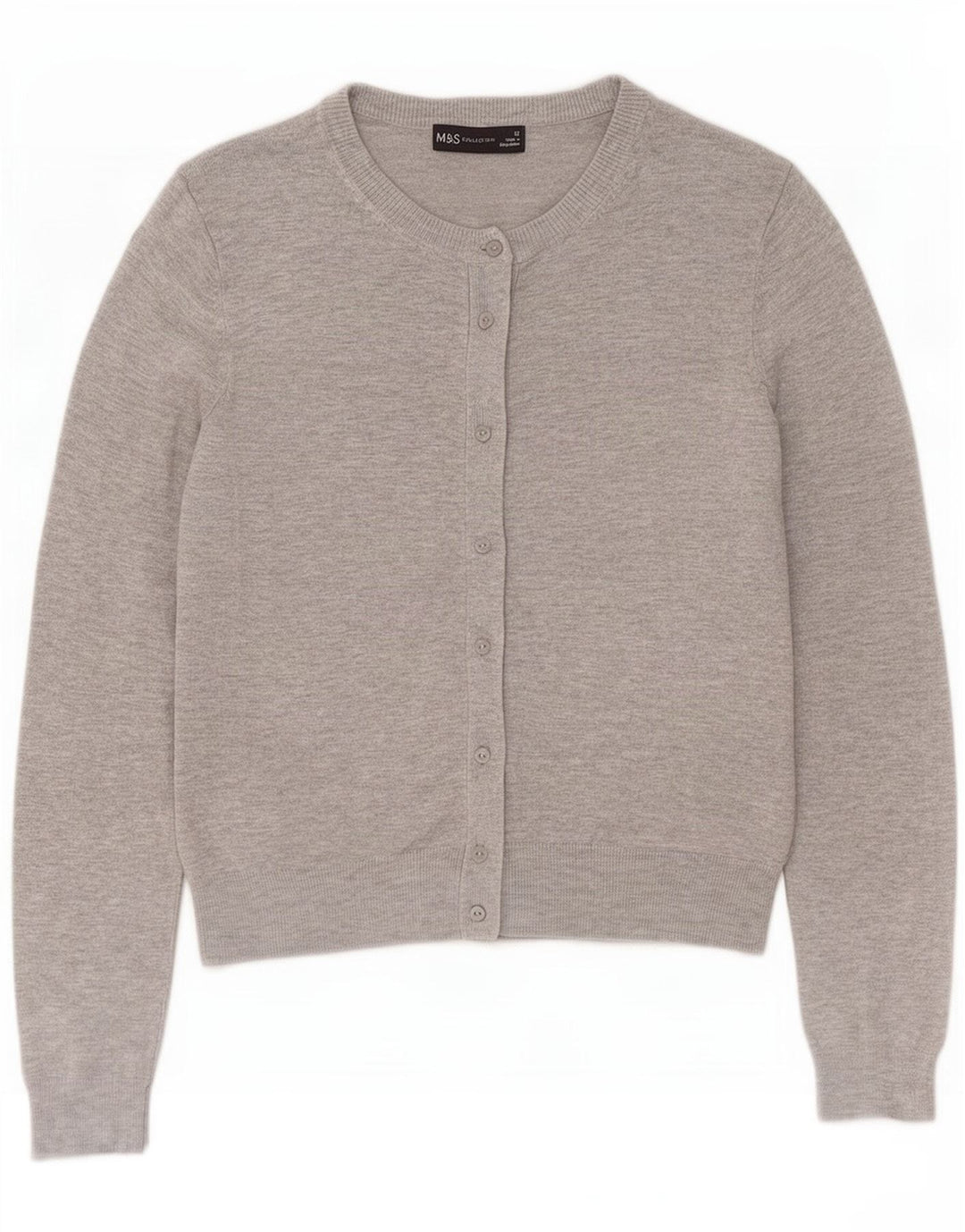 Marks & Spencer Dame Cardigan Sweater UK 12 Medium Grey Viscose