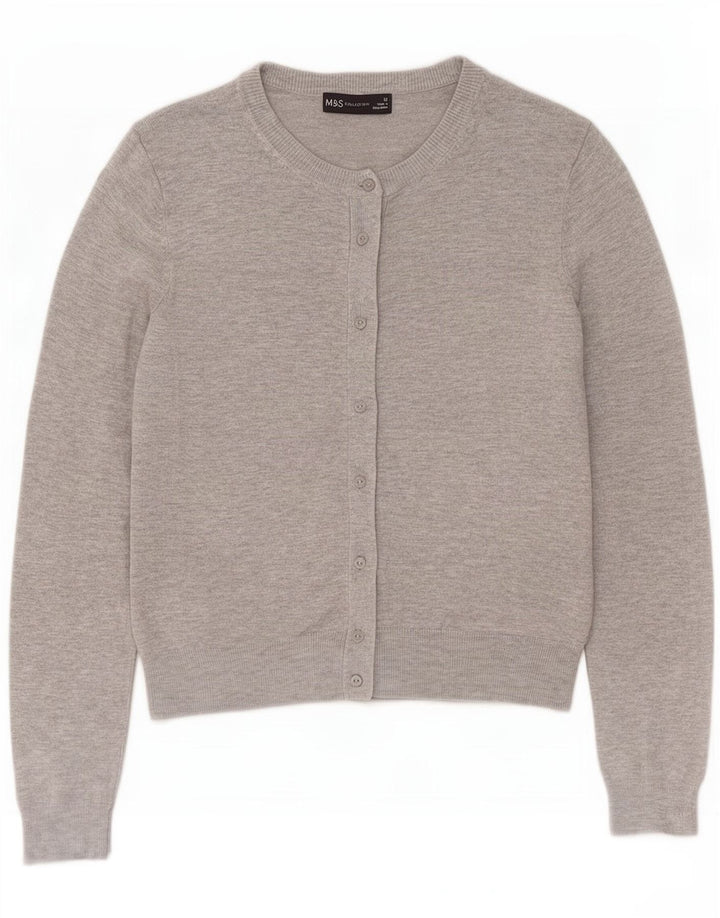 Marks & Spencer Dame Cardigan Sweater UK 12 Medium Grey Viscose