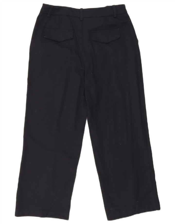 Zara Straight Cropped Bukser Medium W28 L25 Navy Blue Polyester