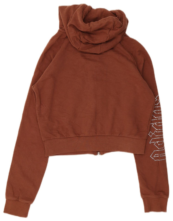 Adidas Dame Grafisk Hættetrøje Sweater UK 12 Medium Brun Bomuld