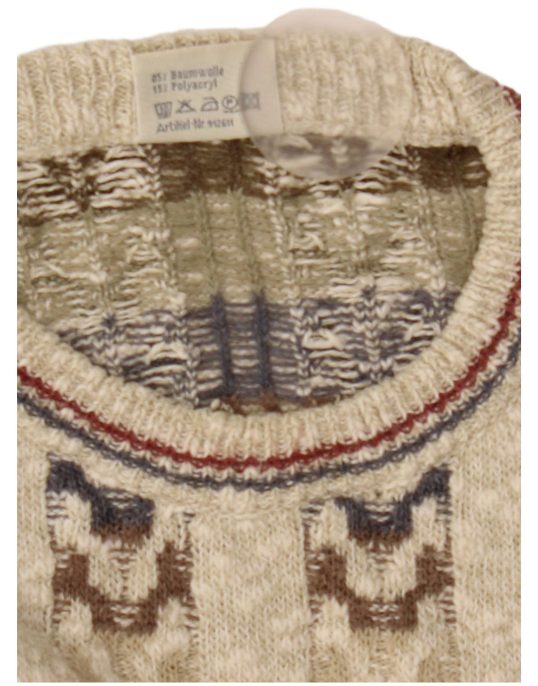 Paco Calvari Herre sweater med rund hals IT 50/52 Medium Beige Geometrisk