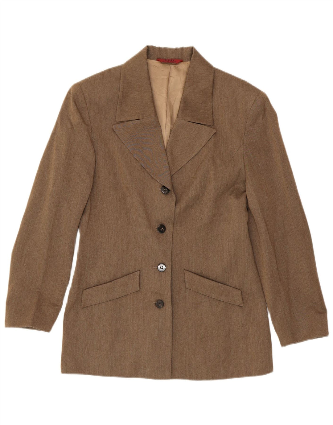 Sisley Dame 4 Button Blazer Jacket UK 10 Small Brown Viscose