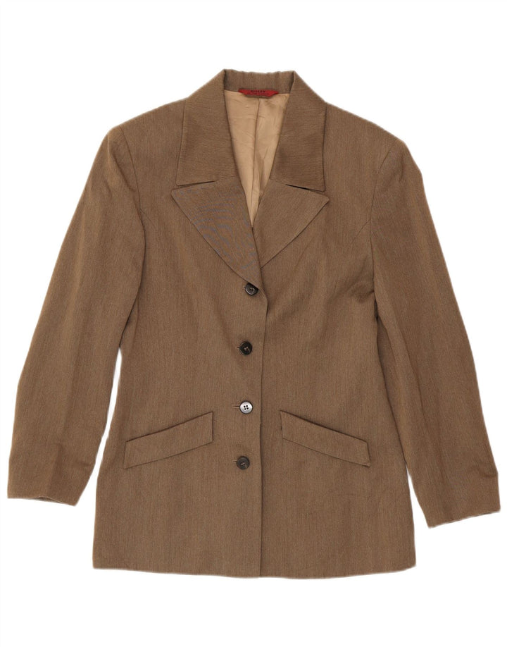 Sisley Dame 4 Button Blazer Jacket UK 10 Small Brown Viscose