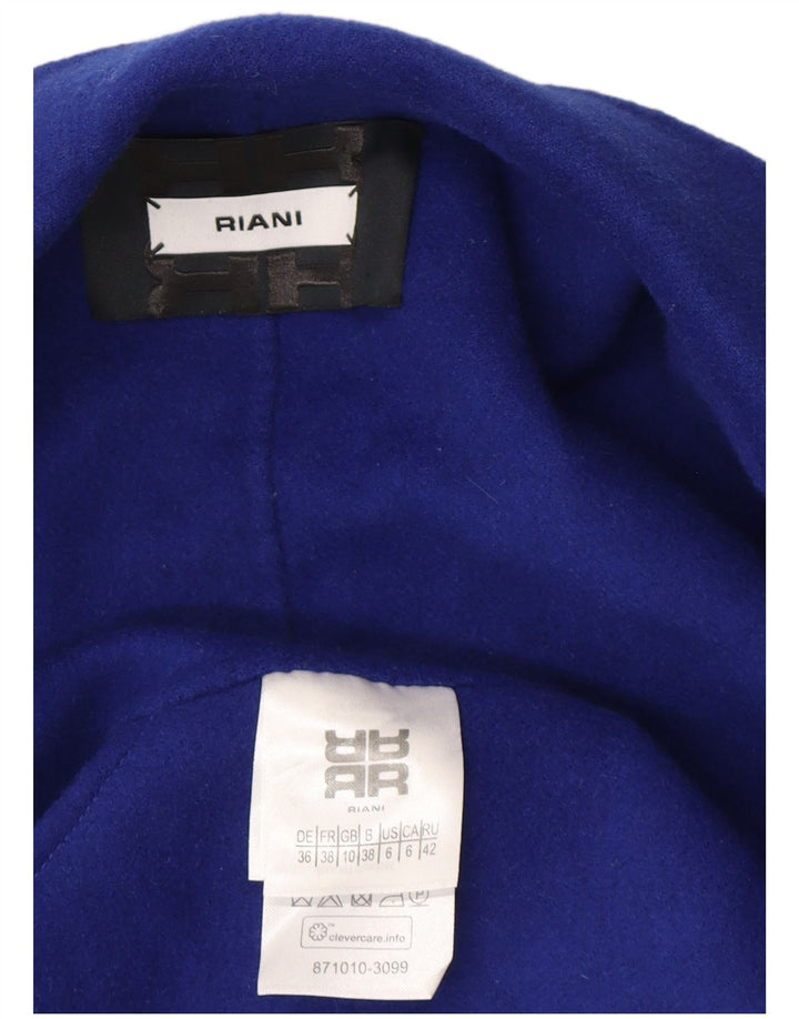 Riani Dame 1 Knap Blazer Jakke UK 10 Lille Blå Uld