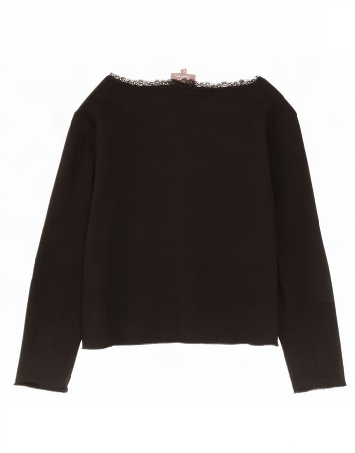 Phase Eight Womens 3/4-ærmet Crop Top UK 12 Medium Black Viscose