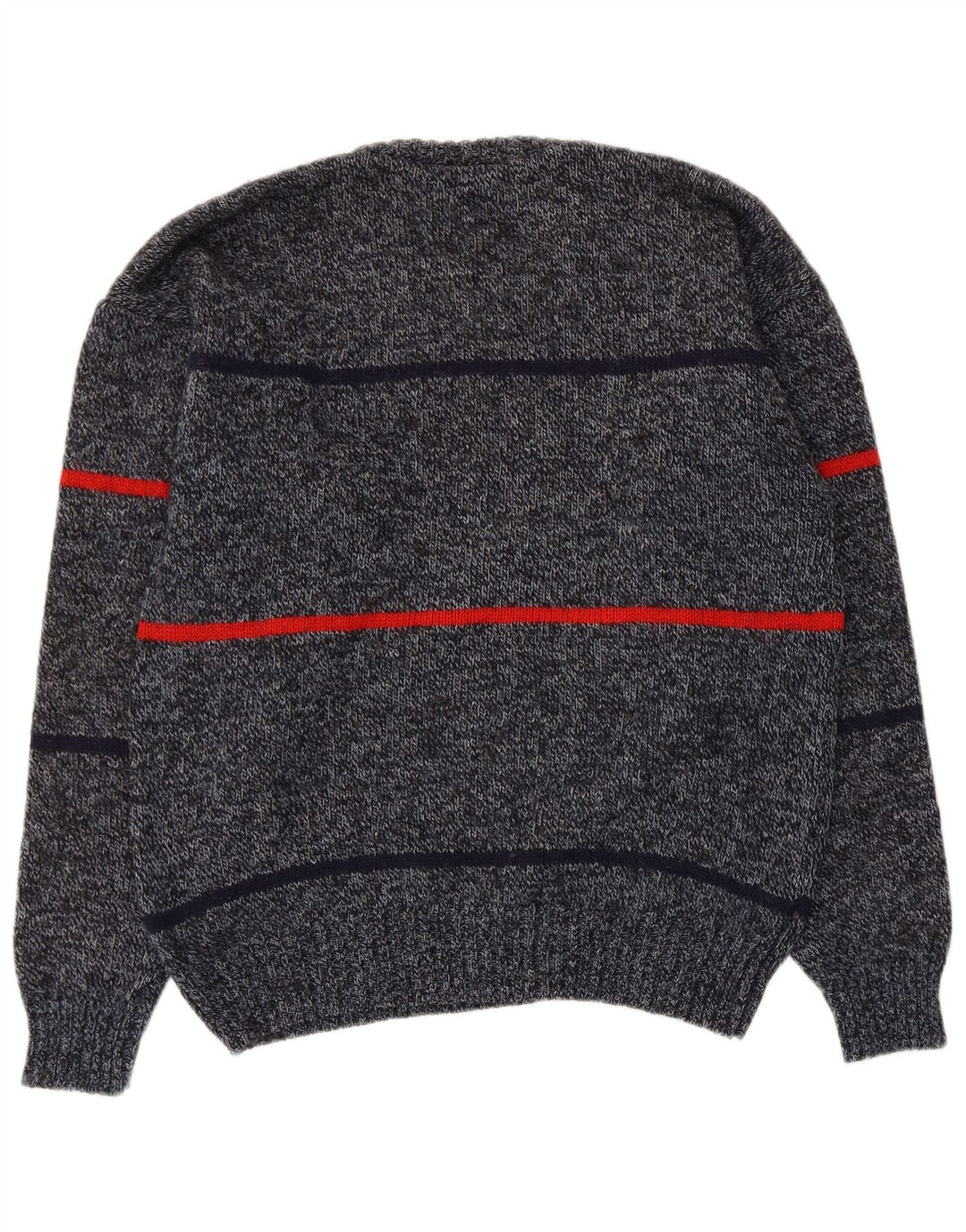 Vintage mænd med rund hals sweater IT 50 mellem grå stribet uld