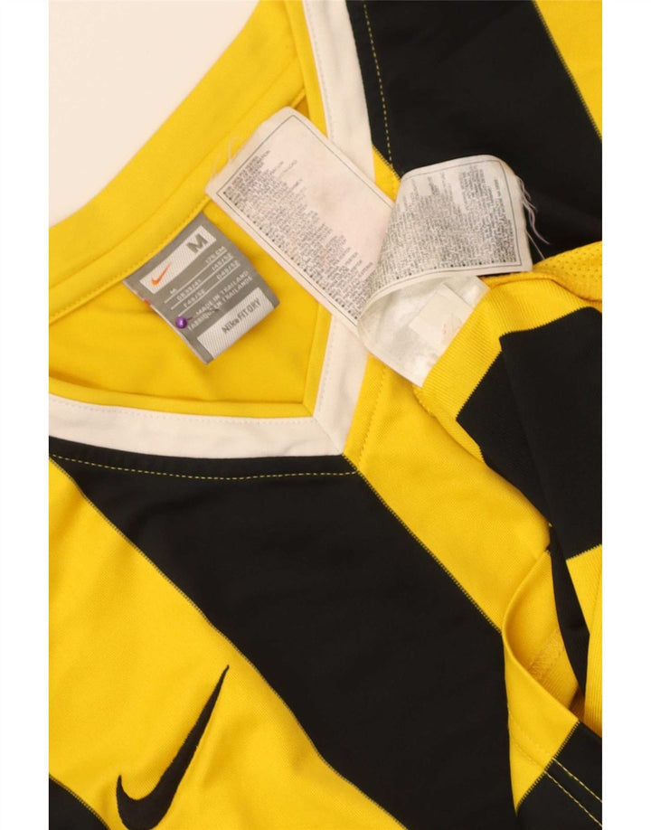 Nike Herre Top Langærmet UK 39/41 Medium Gul Stribet Polyester