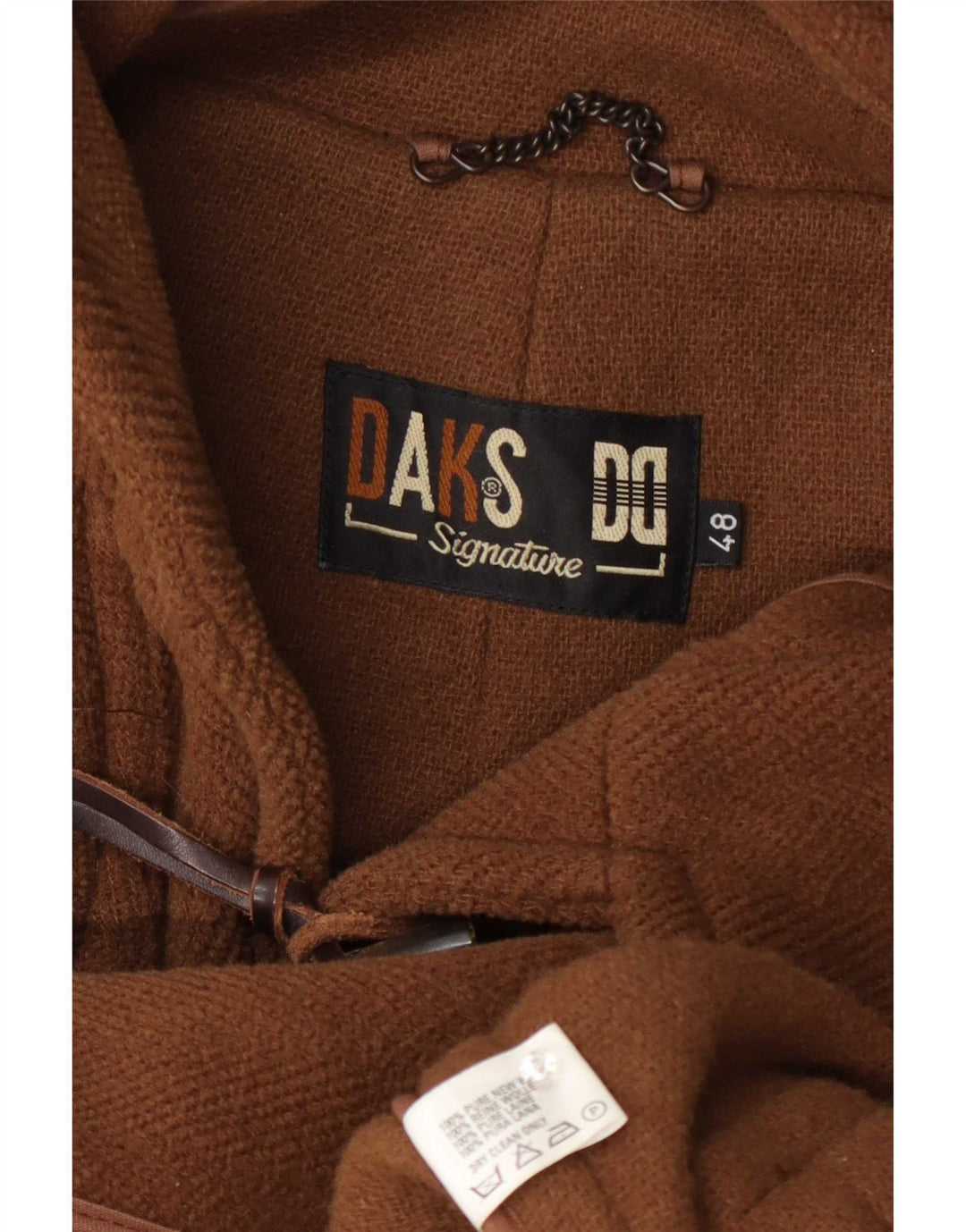 DAKS Herre Hætte Duffle Coat IT 48 Medium Brun Uld