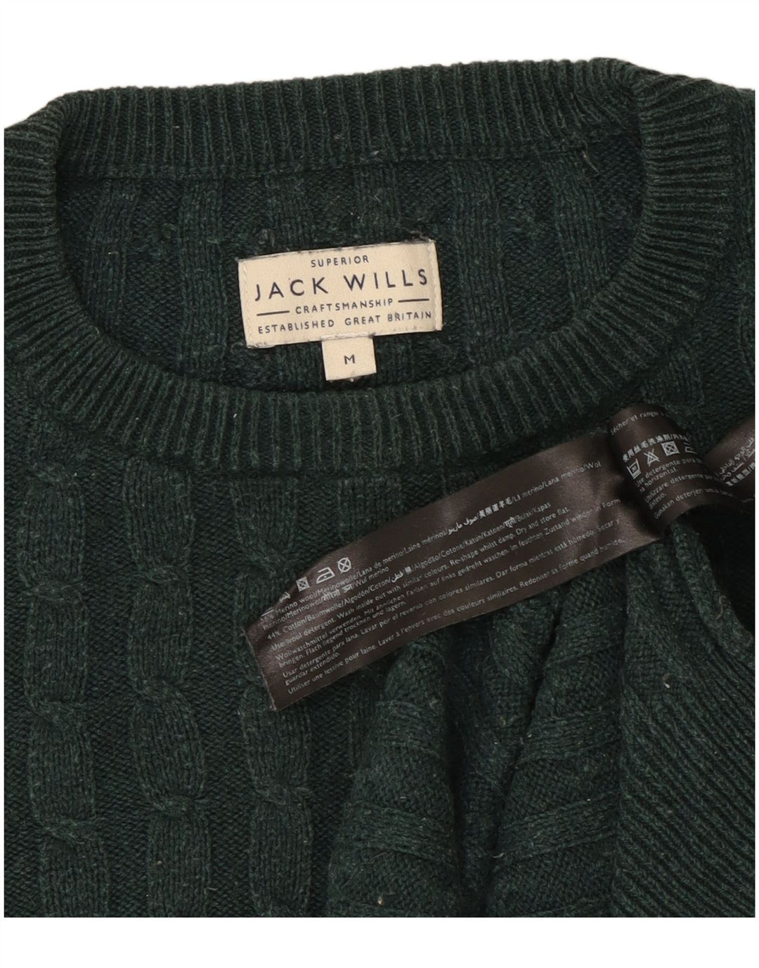 Jack Wills Herre Crew Neck Jumper Sweater Medium Green Wool