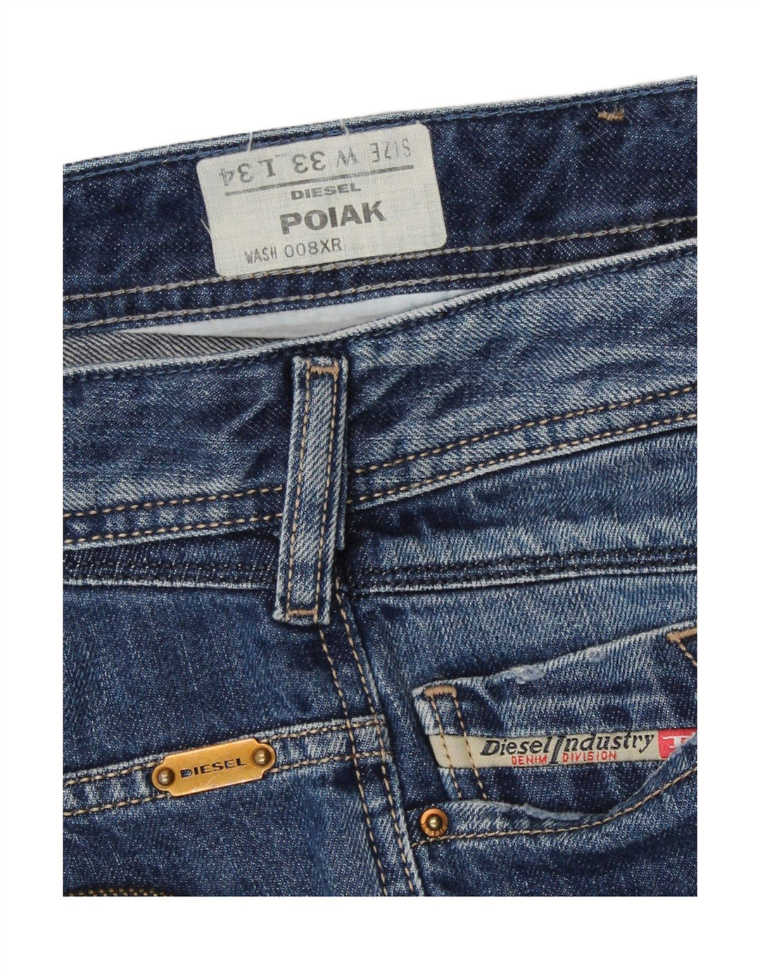 Diesel Herre Poiak Straight Jeans W33 L30 Blå Bomuld