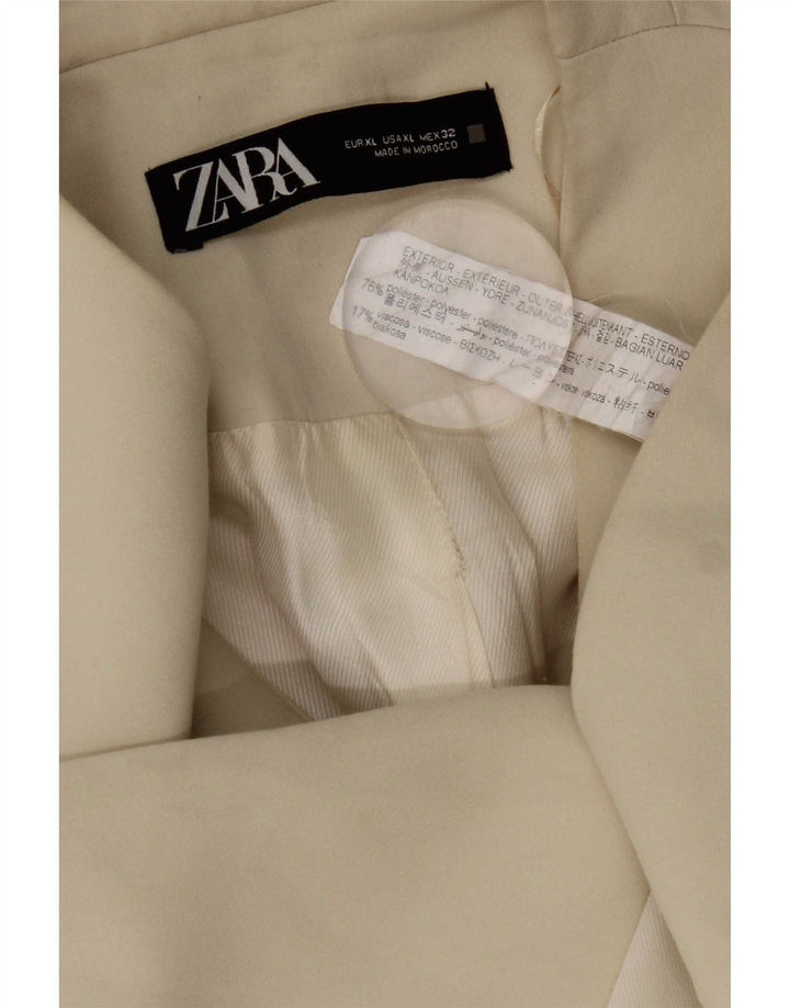 Zara Dame Blazer Jacket UK 18 XL Beige Polyester