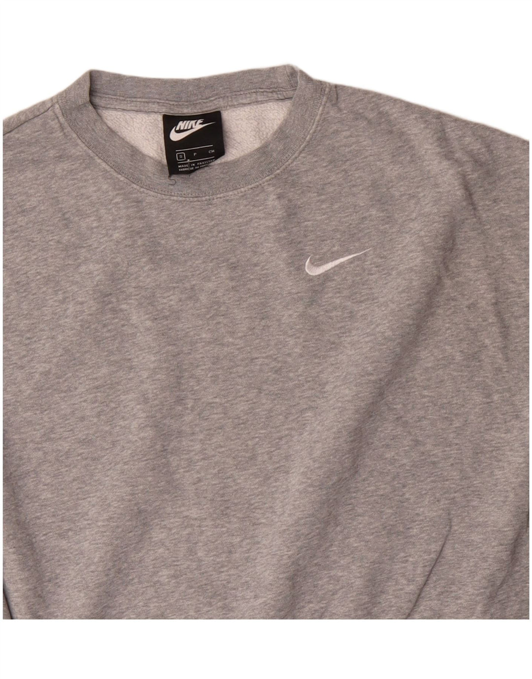 NIKE Womens Oversized Crop Sweatshirt Jumper UK 10 Small Grey Bomuld