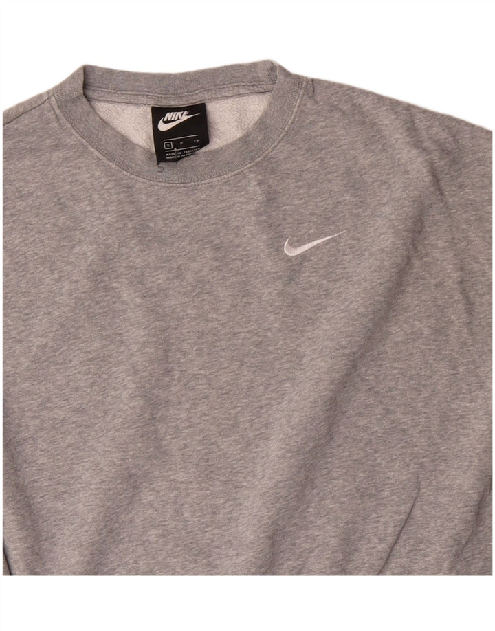 NIKE Womens Oversized Crop Sweatshirt Jumper UK 10 Small Grey Bomuld