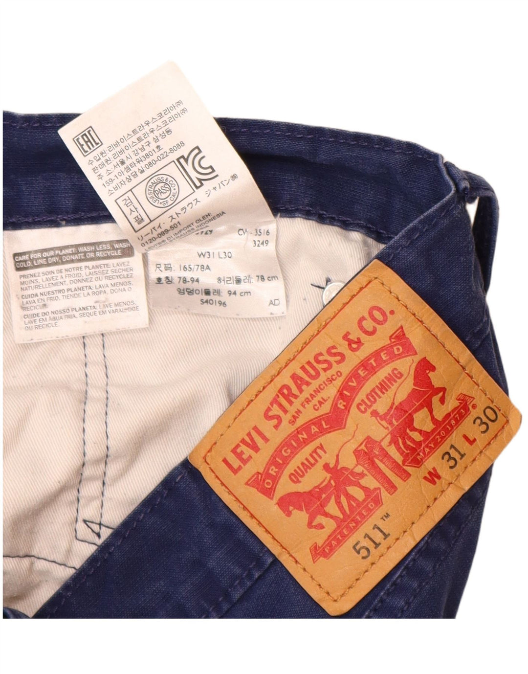 LEVI'S Herre 511 Slim Casual Bukser W31 L30 Marineblå Bomuld