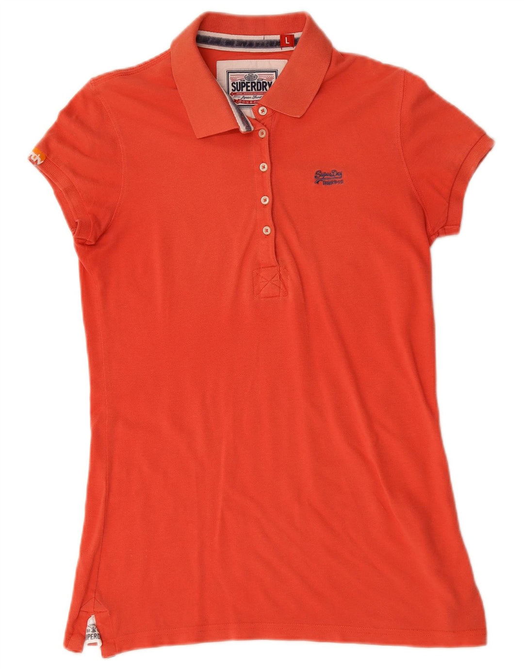 Superdry Dame Polo Shirt UK 14 Stor Rød Bomuld