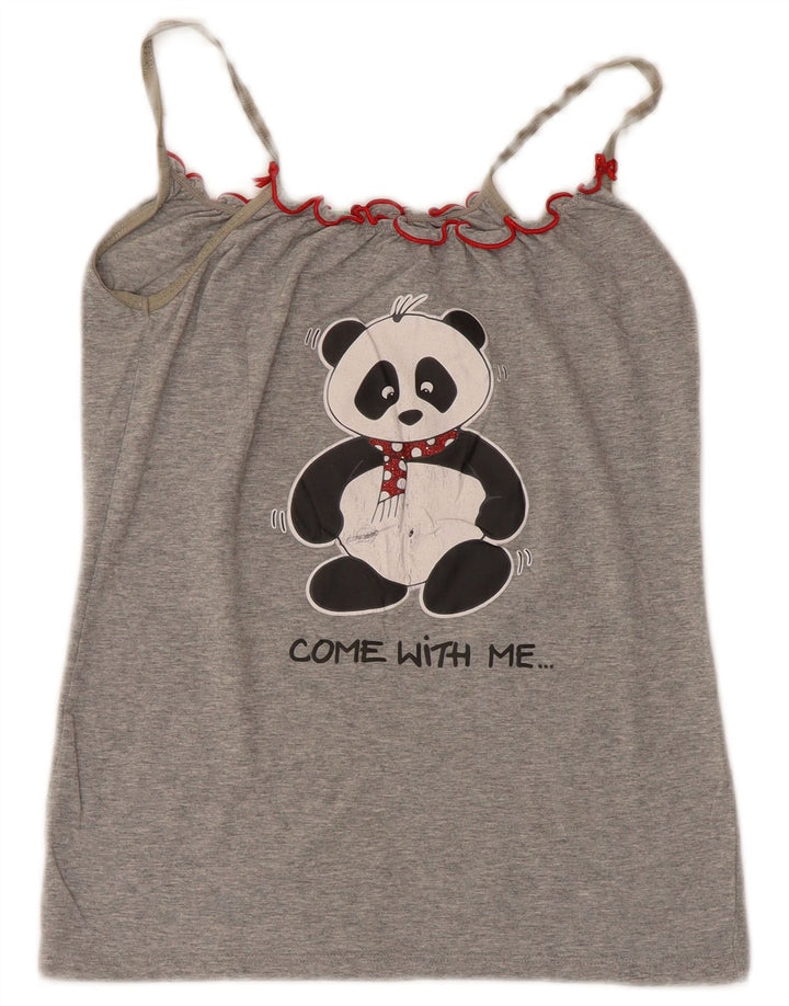Benetton Dame Grafisk Cami Top UK 4 XS Grå
