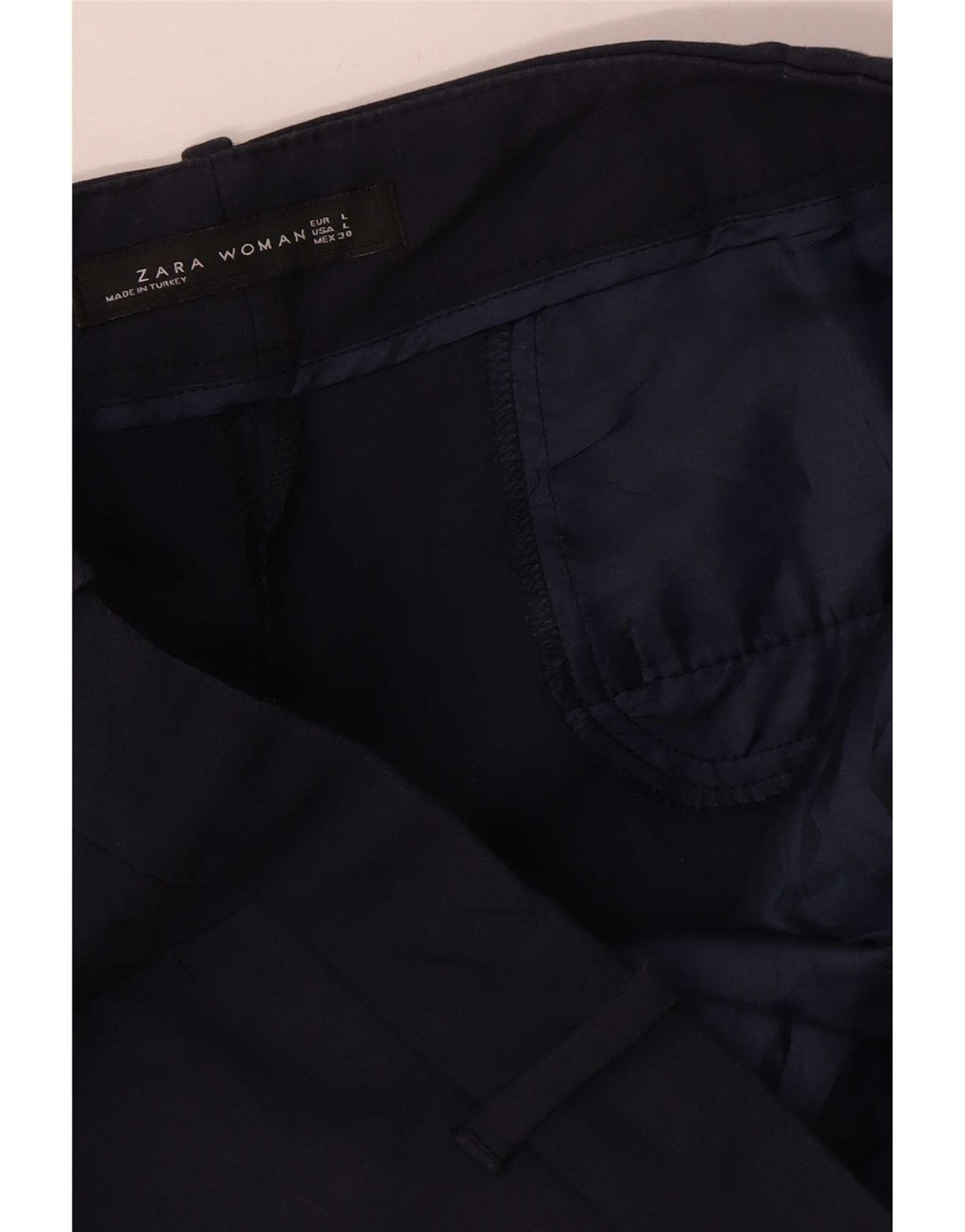 Zara Dame Slim Chino Bukser Large W30 L27 Marineblå