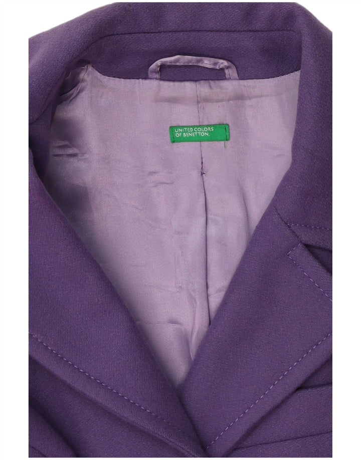 Benetton Dame 3 Button Longline Blazer Jacket UK 12 Medium Purple