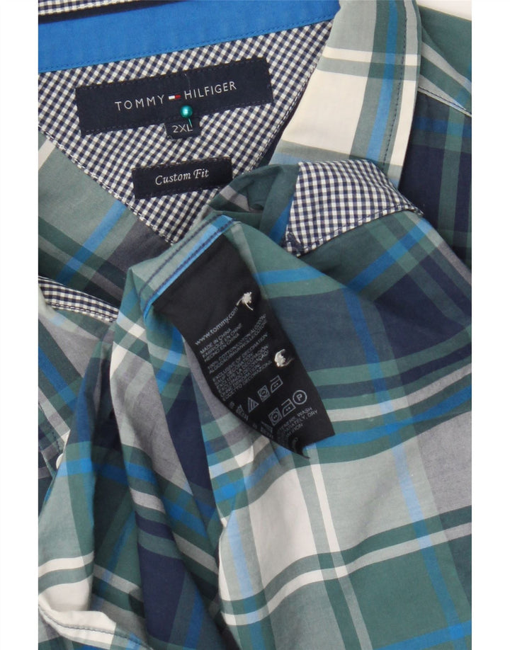 Tommy Hilfiger Herre Custom Fit skjorte 2XL blå ternet bomuld