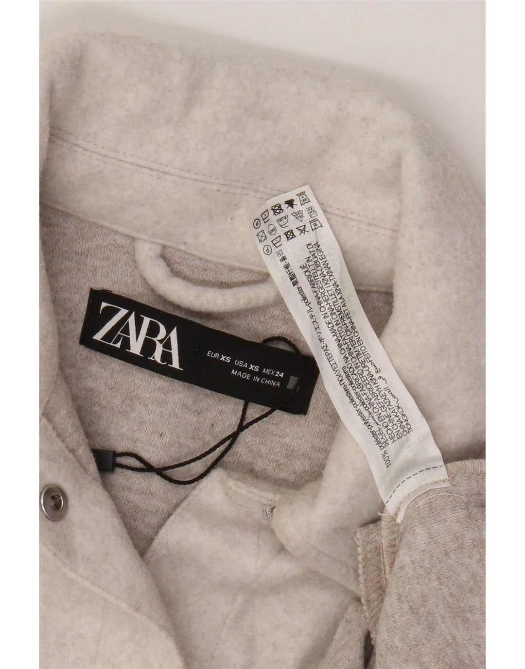 Zara Dame Shacket Jacket UK 6 XS Beige Polyester