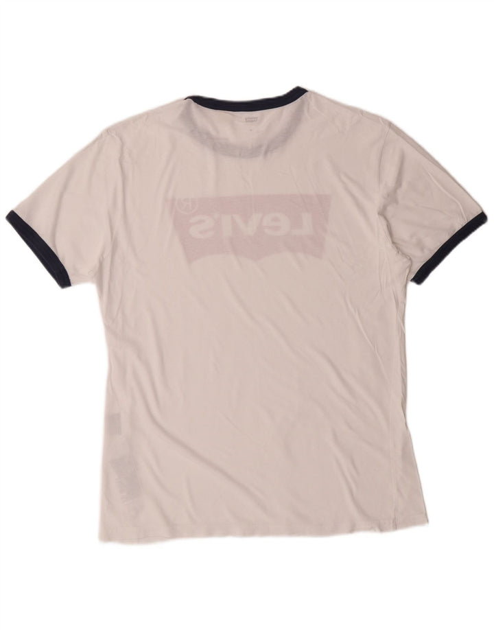 LEVI'S Herre grafisk T-shirt Top Medium Hvid Bomuld Klassisk