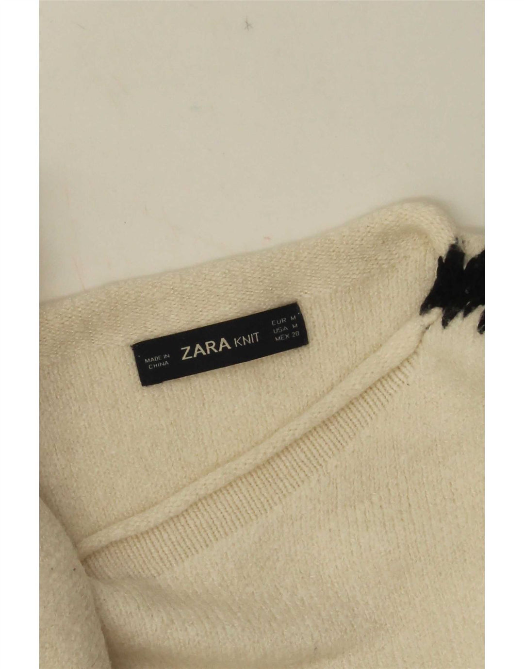 Zara Dame Boat Neck Jumper Sweater UK 14 Medium White Colourblock