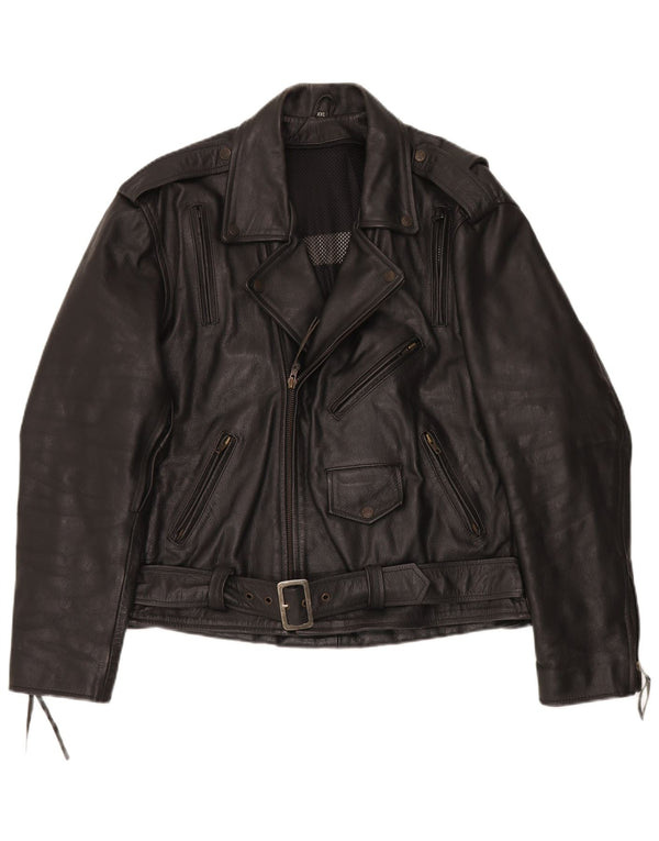 Vintage Herre Læder Biker Jacket UK 44 2XL Sort