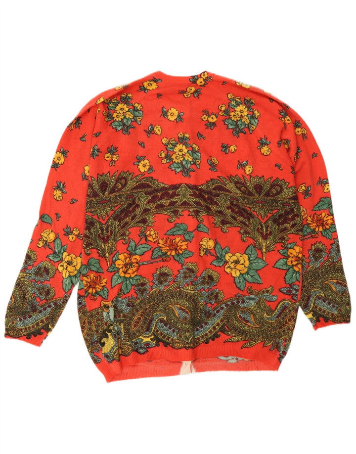 Vintage Dame Cardigan Sweater IT 44 Medium Red Floral