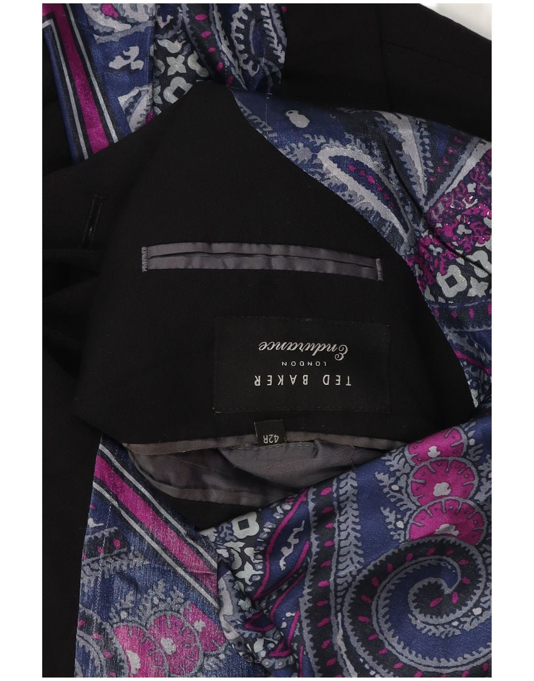 TED BAKER Herre 2-knaps blazerjakke UK 42 XL Sort Uld