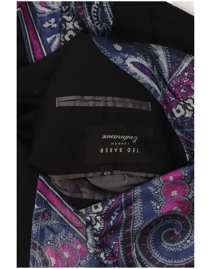 TED BAKER Herre 2-knaps blazerjakke UK 42 XL Sort Uld